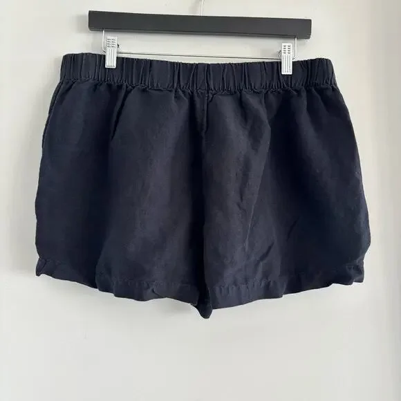 Loft Black Linen Blend Shorts Relaxed Side Pockets Women's Size Large - Picture 3 of 7